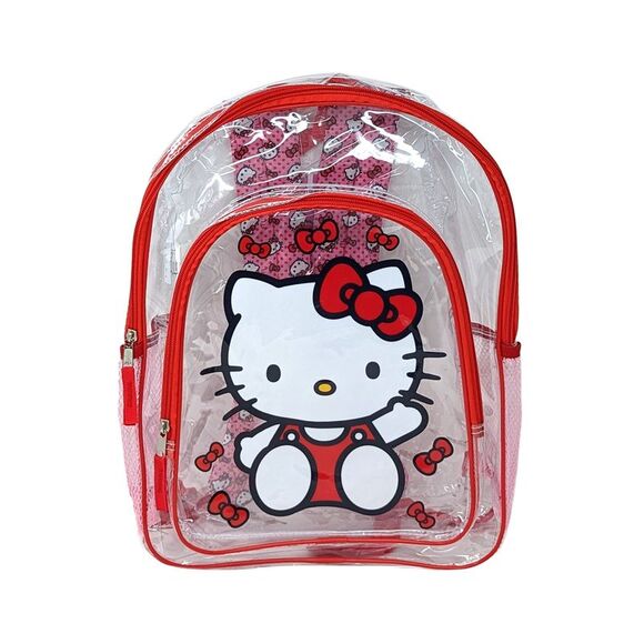 New Hello Kitty Transparent Backpack Clear 16" Sanrio Bows - Picture 1 of 5